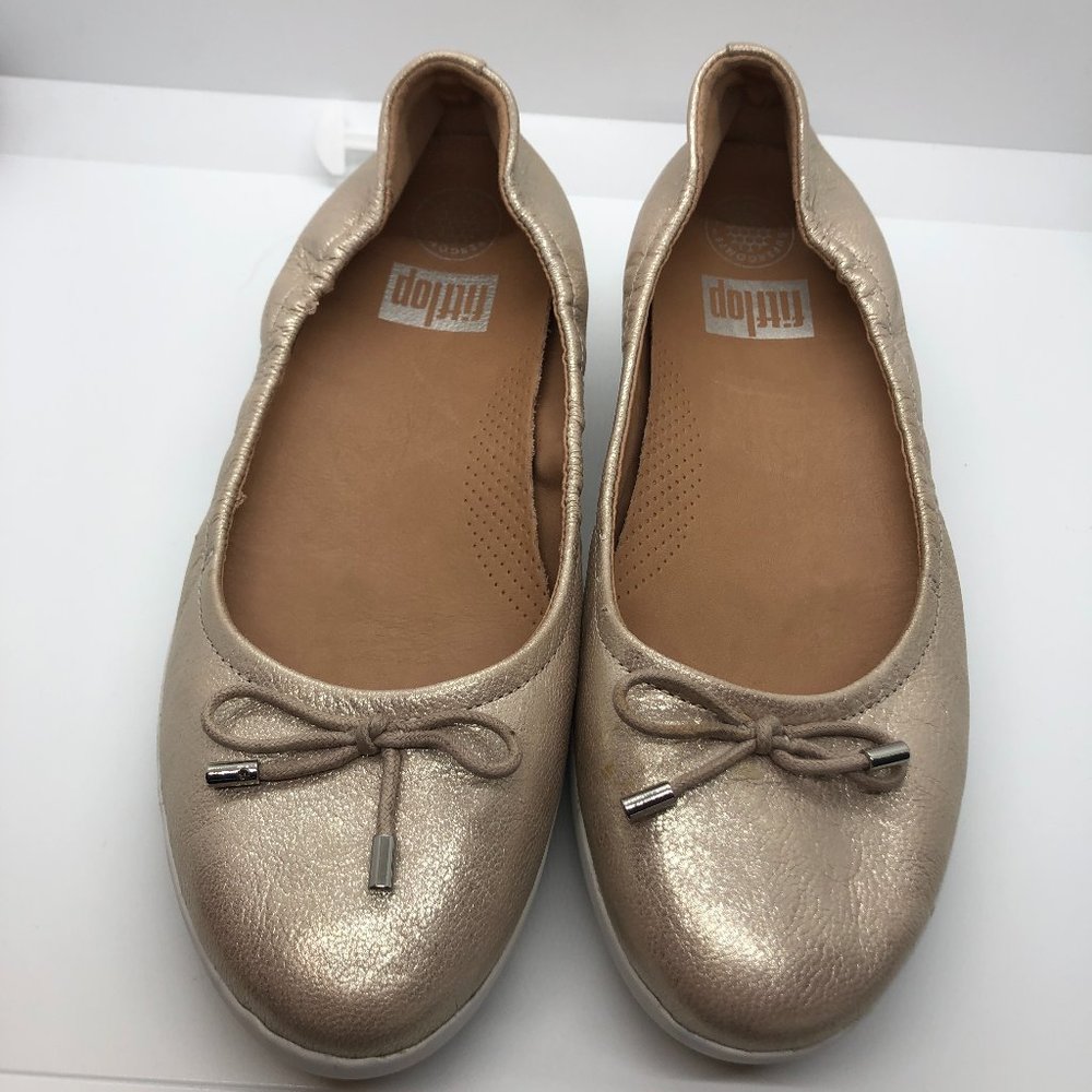FitFlop Superbendy Metallic/Gold Casual Flats 7.5